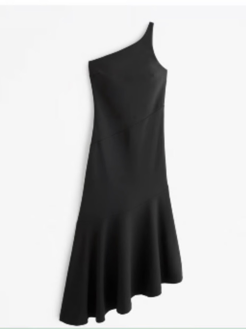 Abercrombie & Fitch Black One-Shoulder Asymmetrical Hem Midi Dress